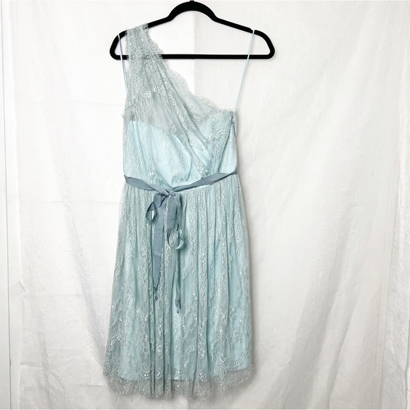 Va Et Vien for BHLDN Ariel One Shoulder Lace Dress Sky Blue - Picture 1 of 5